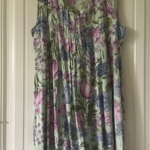 Expressions Floral Midi Dress in Green, Pink and Blue